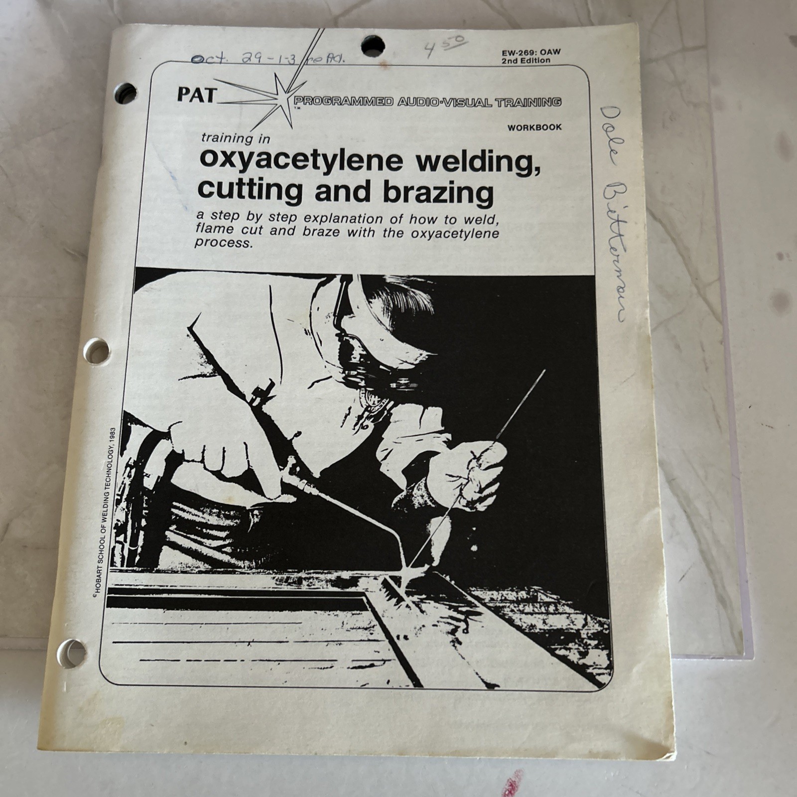 1976 Hobart PAT Oxyacetylene Welding, Cutting & Brazing Training Workbook 92 pgs