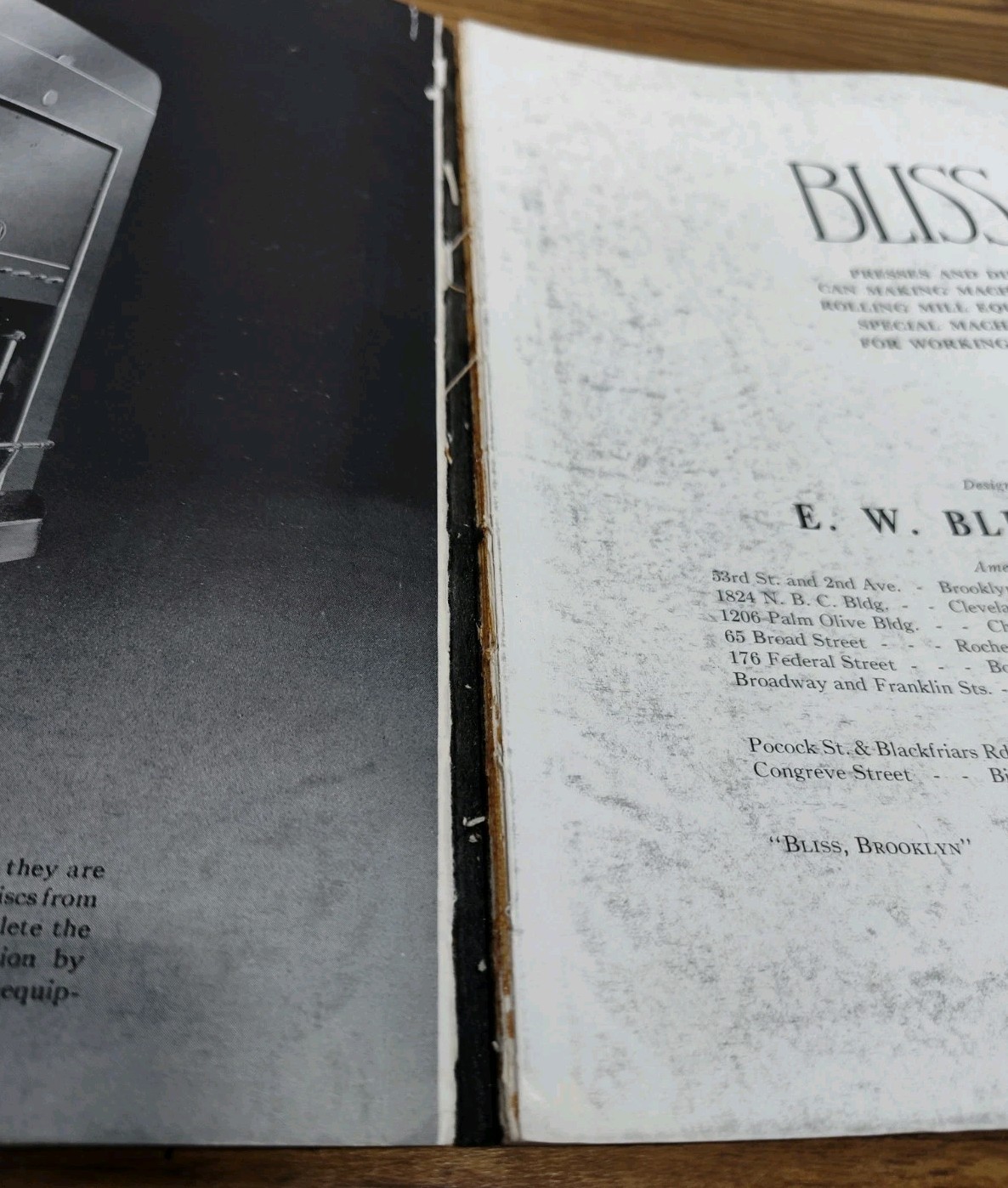 E.W. Bliss Co. Antique Metalworking Machines Catalog Presses Vintage Industrial