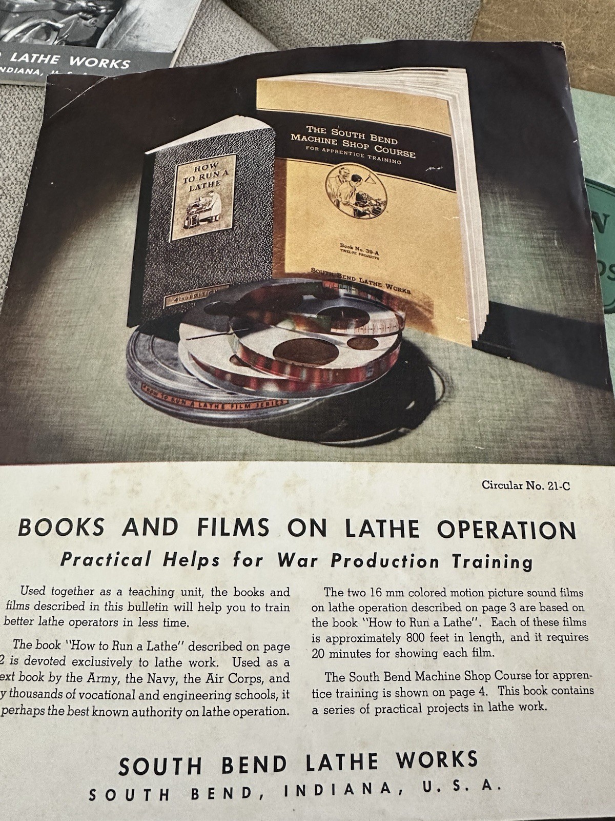 South Bend Lathe Works Manuals Booklets Lot How to Run a Lathe Machinist 1942