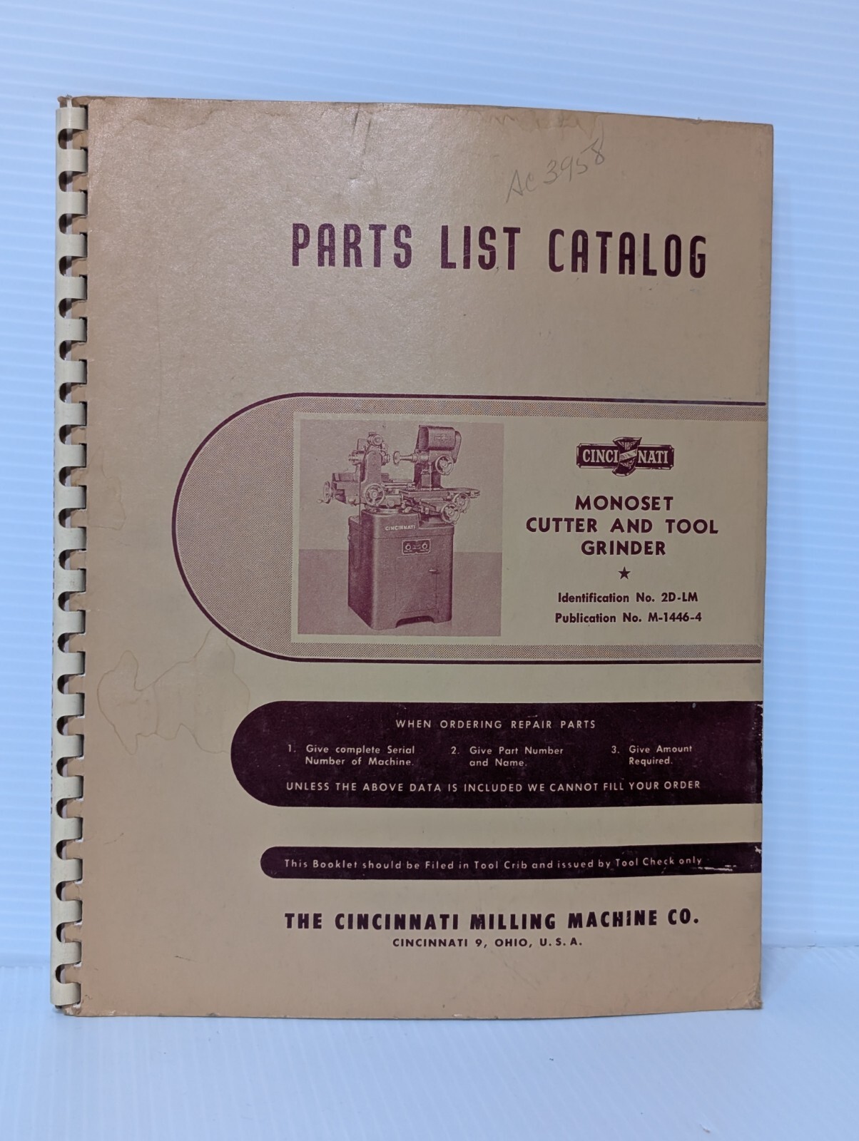 Lot of 4: Cincinnati Milling Machine Monoset Cutter & Tool Grinder Part Catalogs