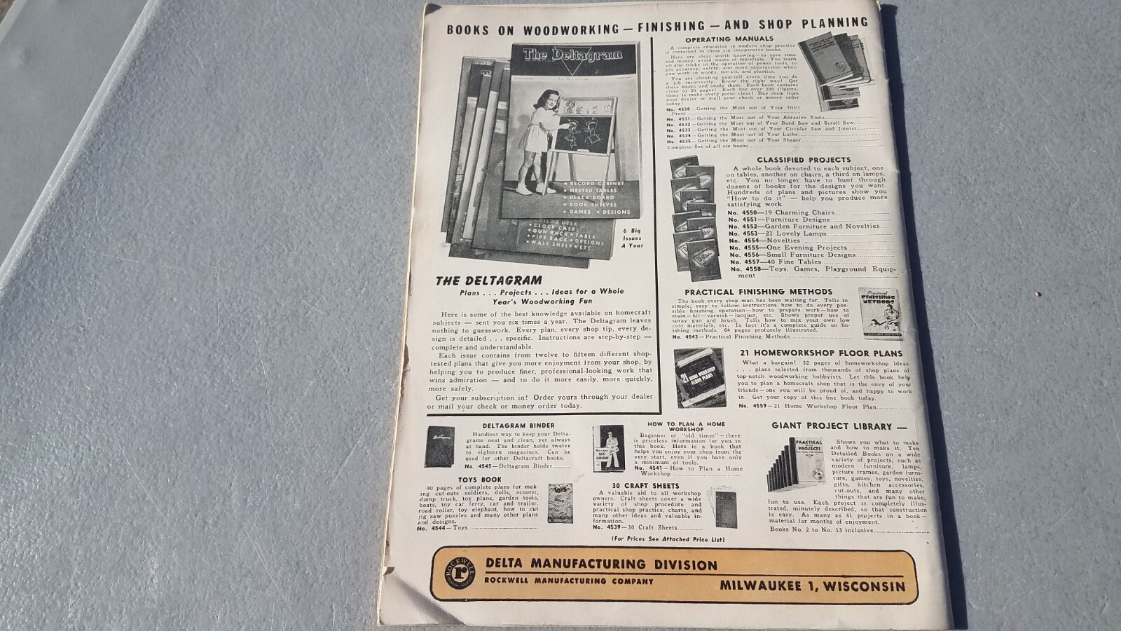 Vtg 1949 Rockwell Homecraft Power Tools Sales Brochure & Price List