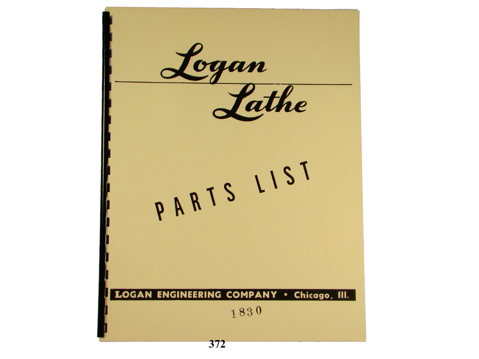 Logan Lathe Model 1830 Parts Manual *372