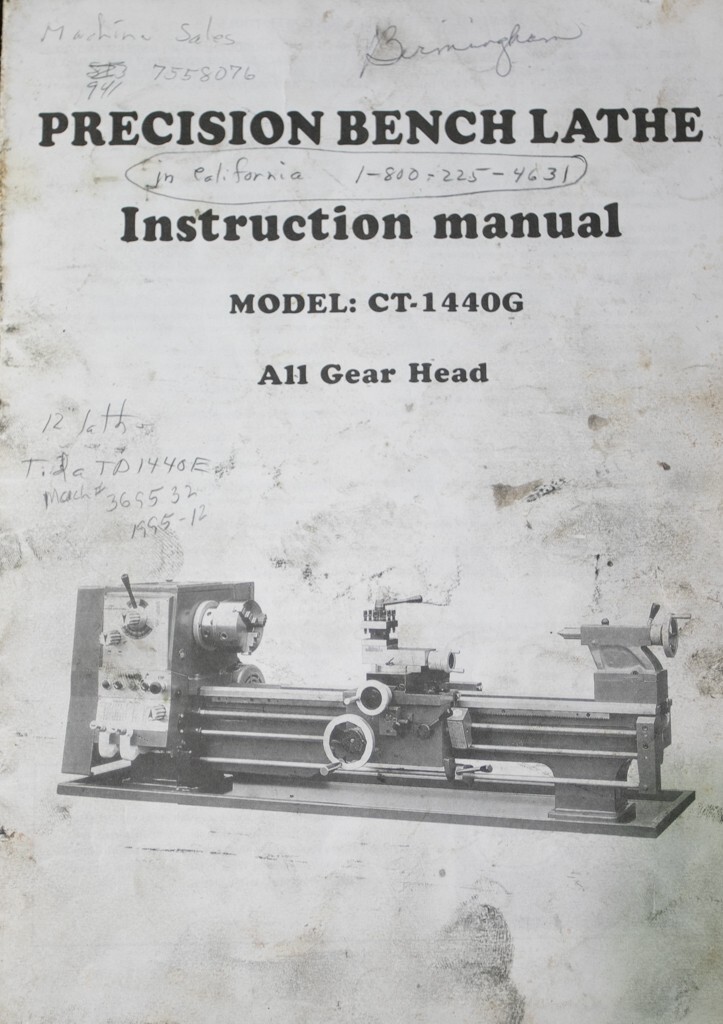 Acra Birmingham CT-1440-G Lathe Operations, and Parts Manual