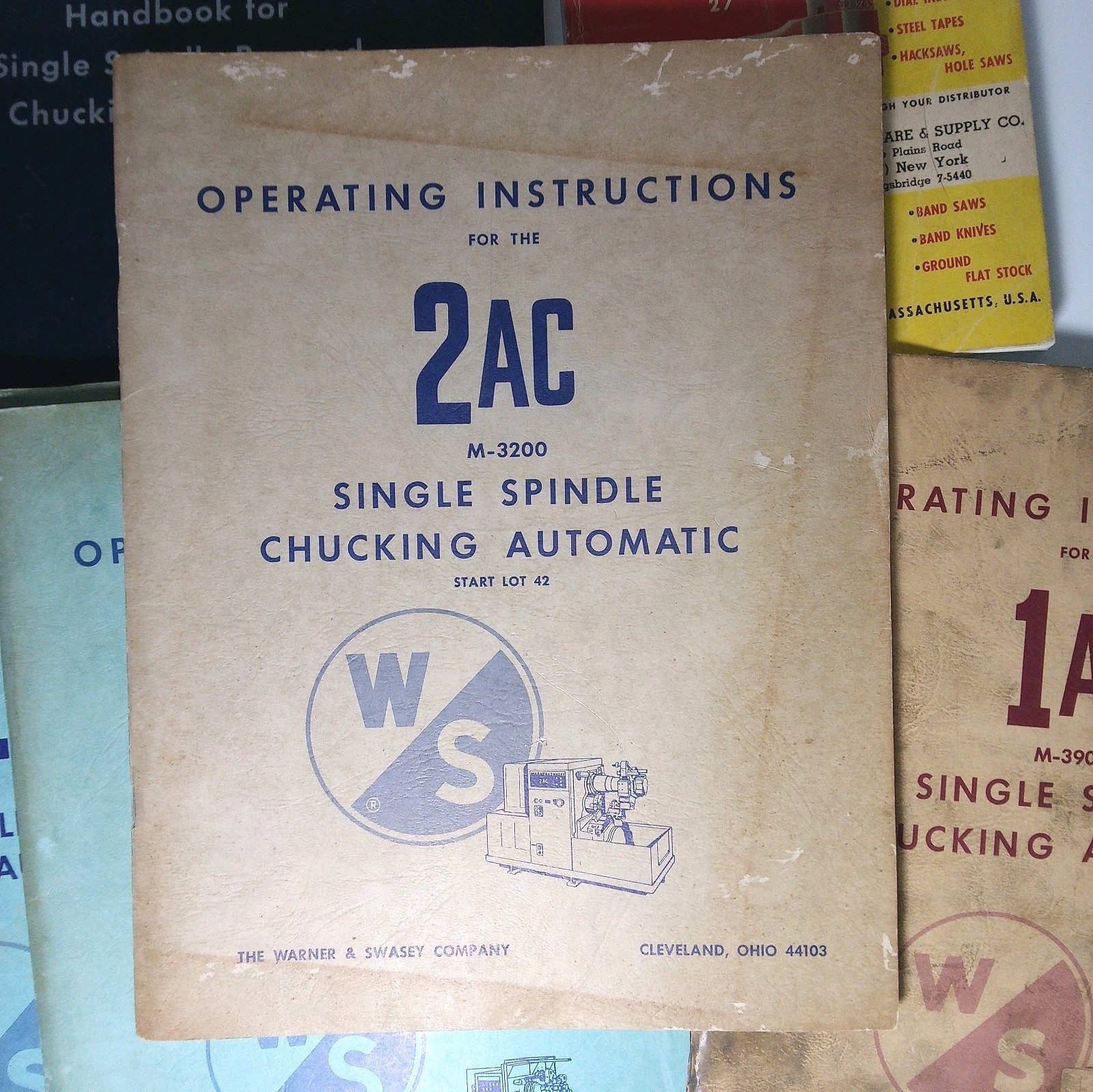 1960’s Warner & Swasey Ohio Manual Handbook Lot of 7 + Starrett Catalog #27 and