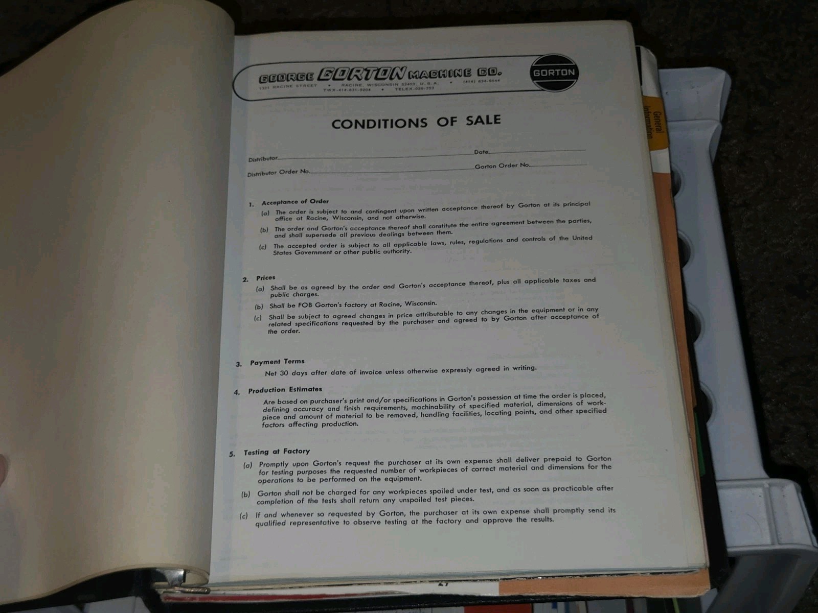VTG Gorton Fine Machine Tools Sales Catalog Binder Book Brochure Lot MACHINIST