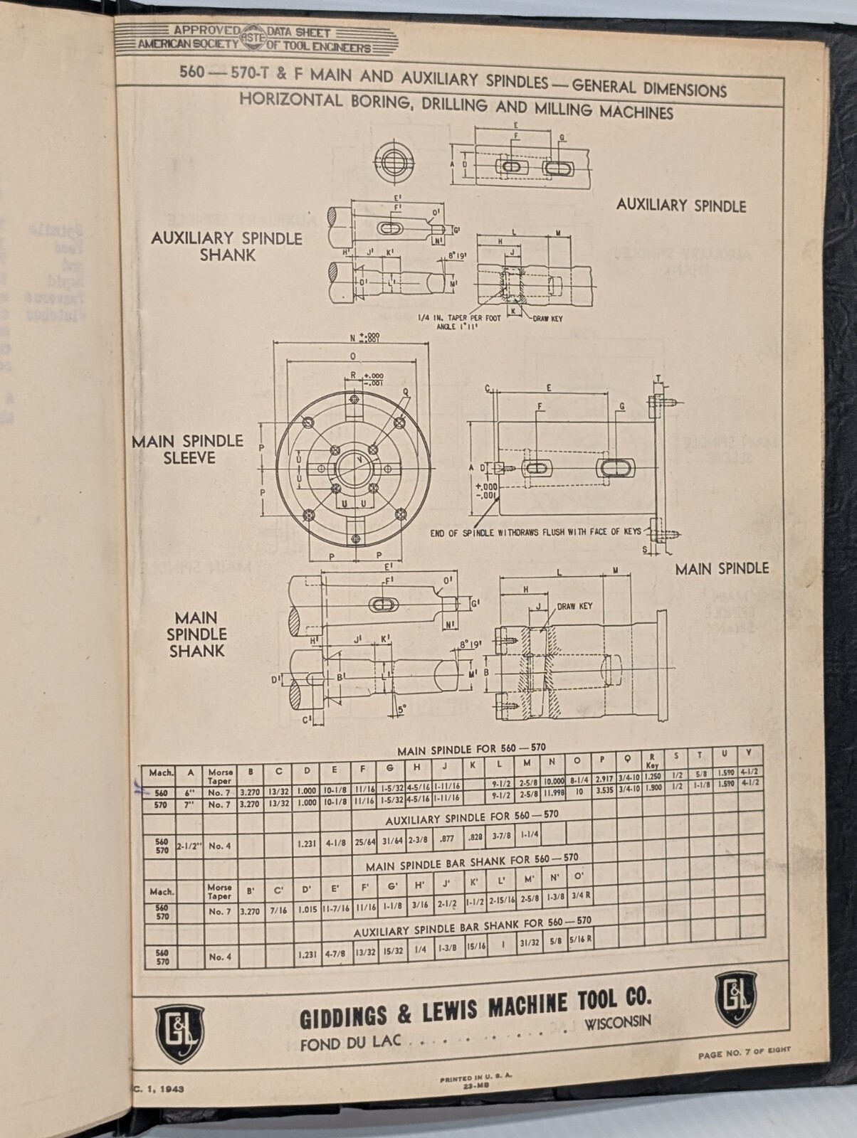 Giddings + Lewis 560-T Machine Operating Instructions, Assy, Maintenance Manual