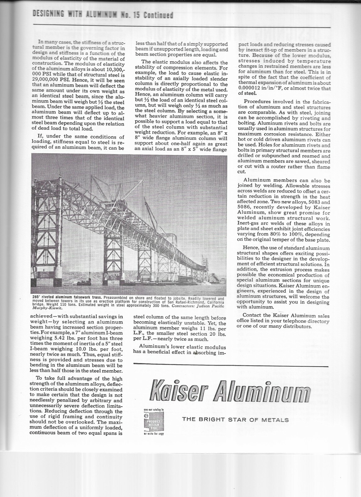 KAISER ALUMINUM, DESIGNING WITH ALUMINUM, 1957 BROCHURE