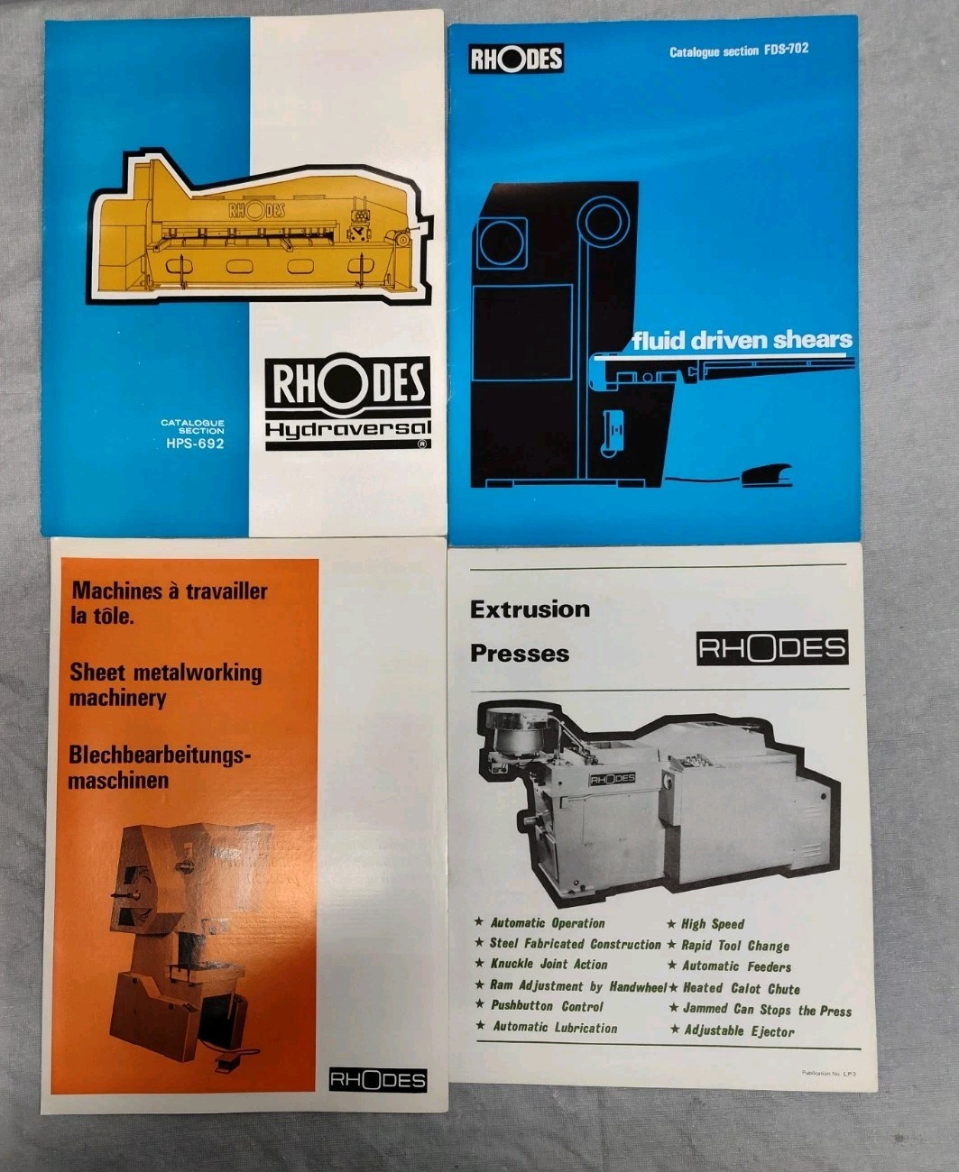 Joseph Rhodes & Sons Shears Metal Working Machines Sales Brochure Lot Bulletin