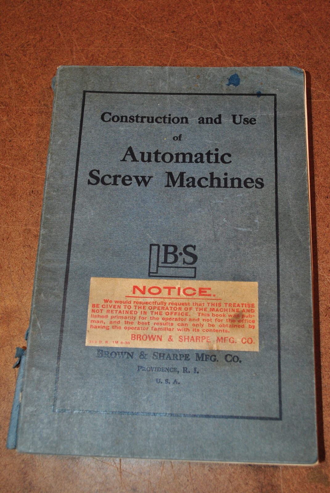 Construction and Use of Automatic Screw Machines Brown and Sharpe Mfg. Co. 1939