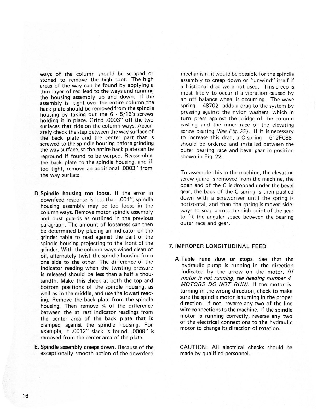 Harig Surface Grinder 612 & 618 Instruction & Parts List Manual #1516