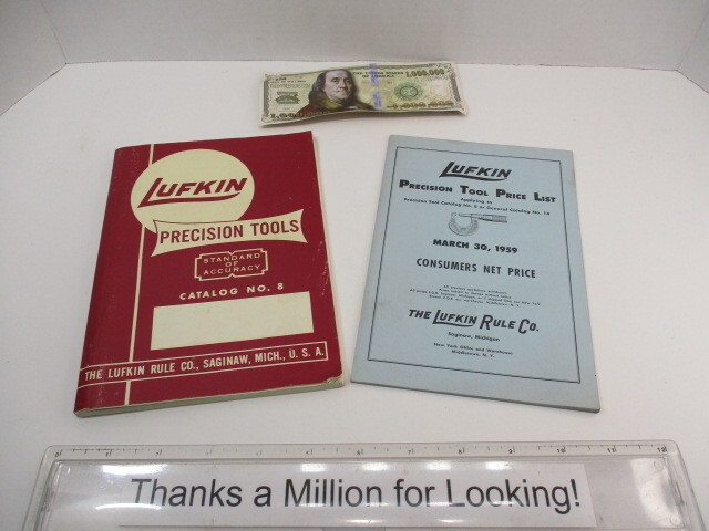 1959 LUFKIN Precision Tools Catalog # 8 & Price List, Van’s Hardware, EC