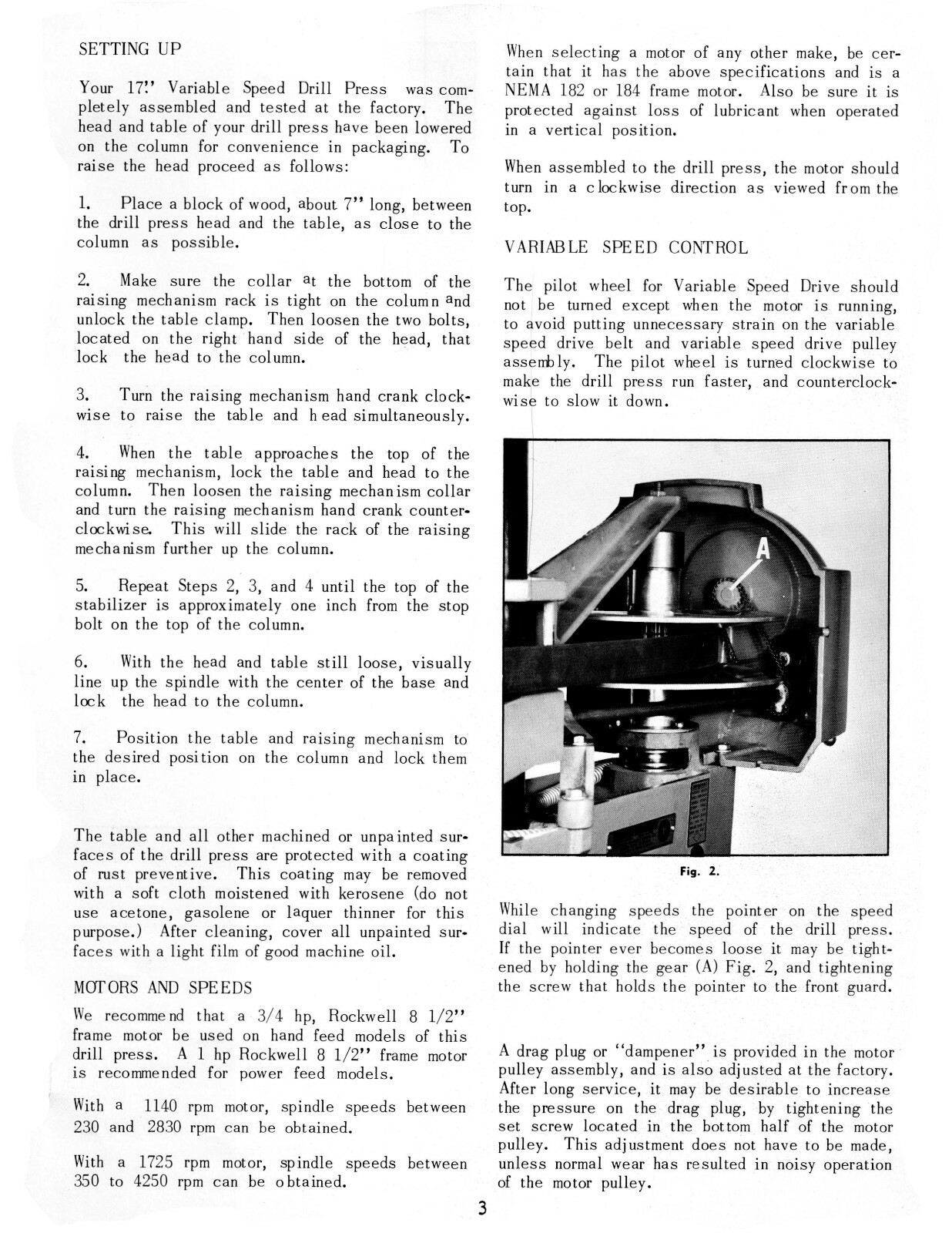 Walker Turner 17″ Variable Speed Drill Press Operator & Parts List Manual #1924