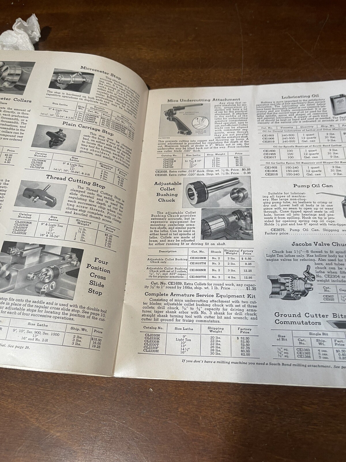 South Bend Lathe Works Catalog 5418, Attachments Accessories