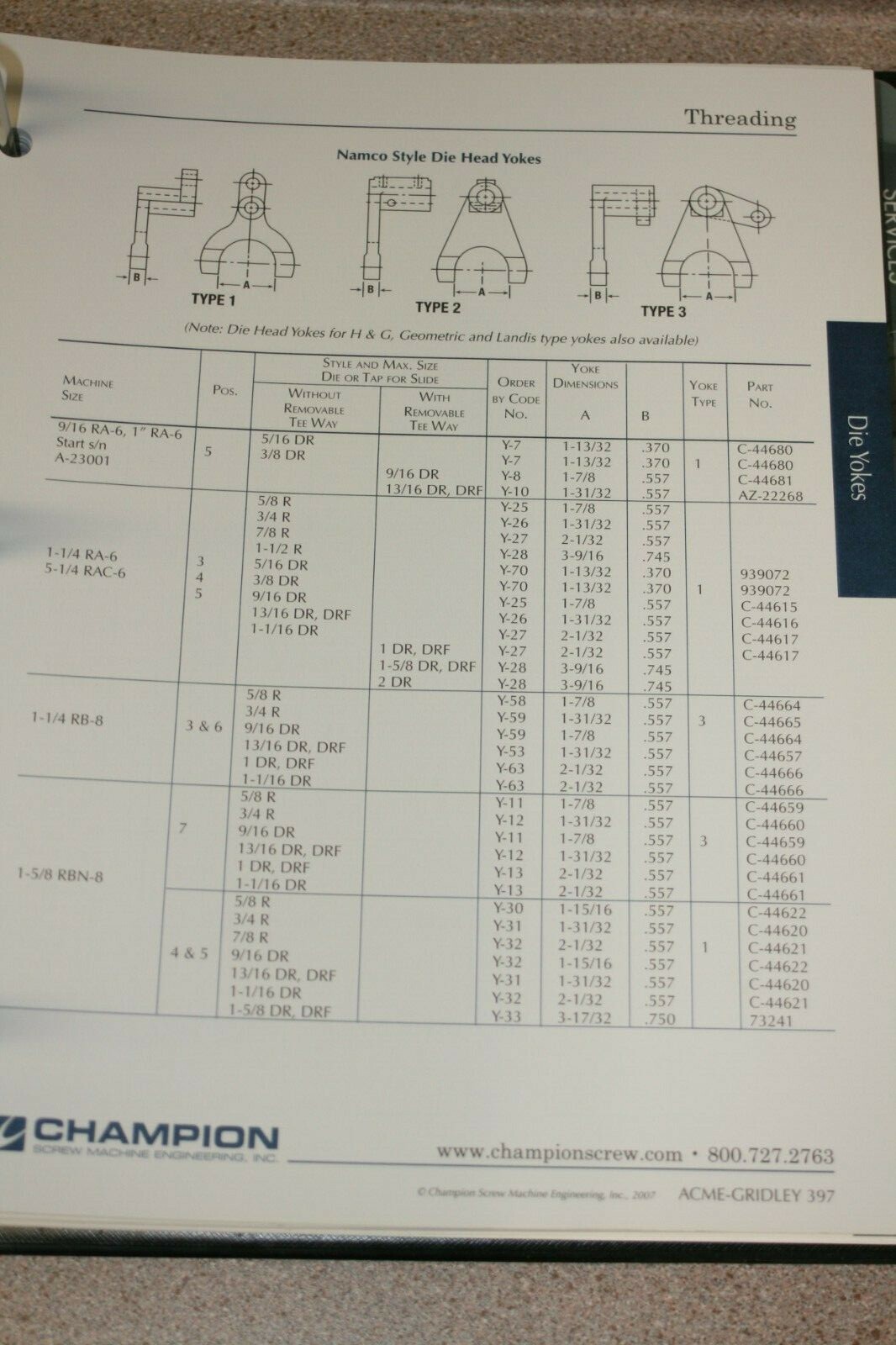 Champion Screw Machine Engineering, Inc. Acme-Gridley Reference Manual Free Ship