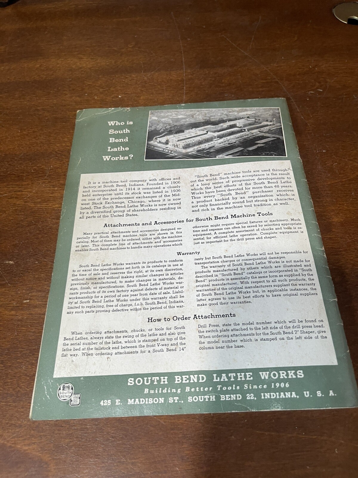South Bend Lathe Works Catalog 5418, Attachments Accessories