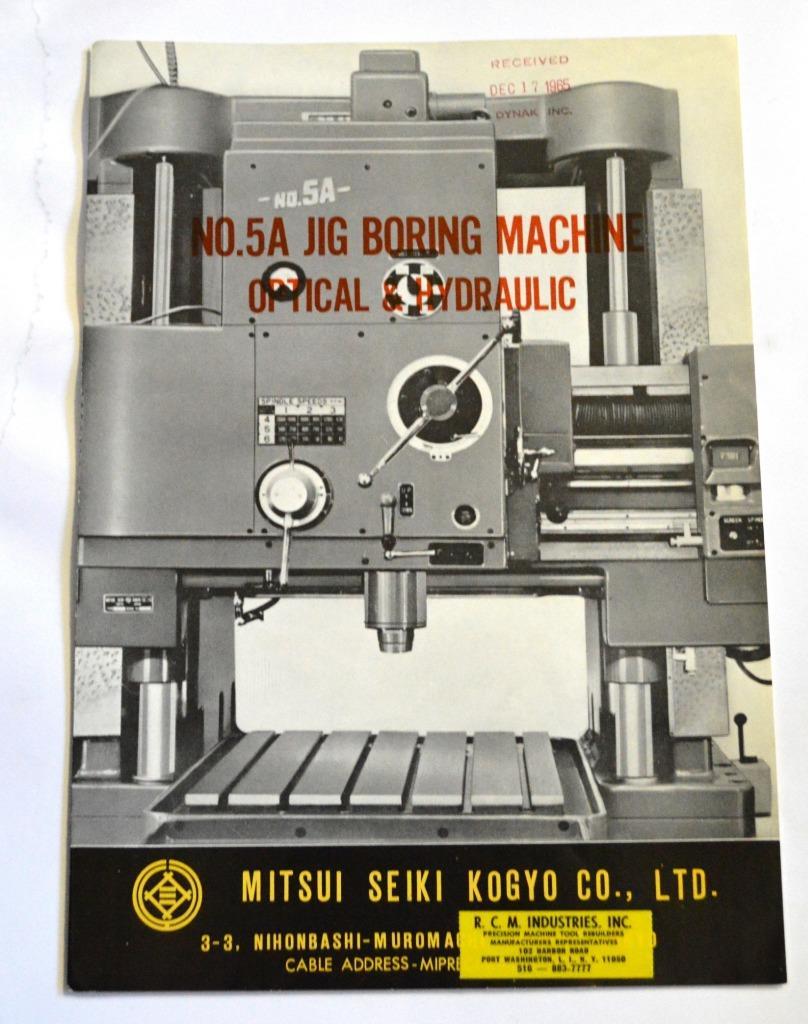 MITSUI SEIKI 5A JIG BORING MACHINE BROCHURE