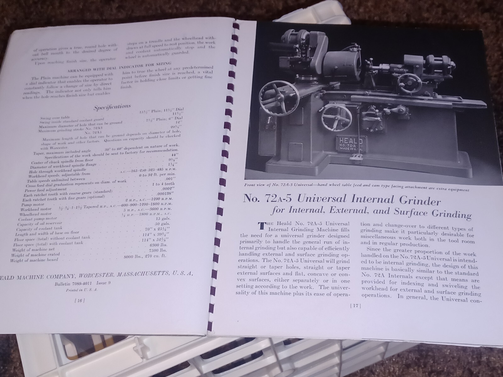 HEALD COMPANY Precision GRINDING BORING Borizing MACHINES CATALOG BOOK Issue 12