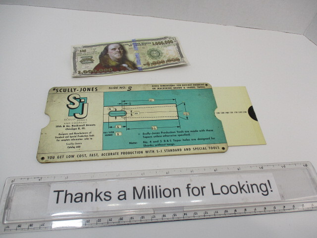SCULLY – JONES B&S, Brown & Sharpe Taper Selector Slide Calculator # 3, VGC