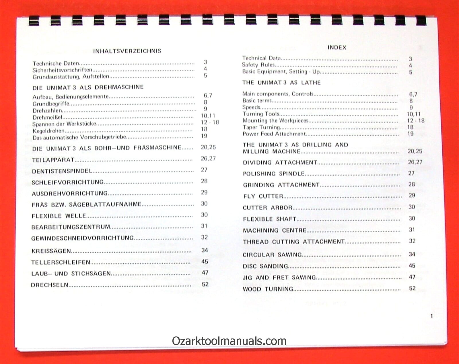 EMCO Unimat 3 Mill Metal Lathe Owner Instruction Operator Manual 0301