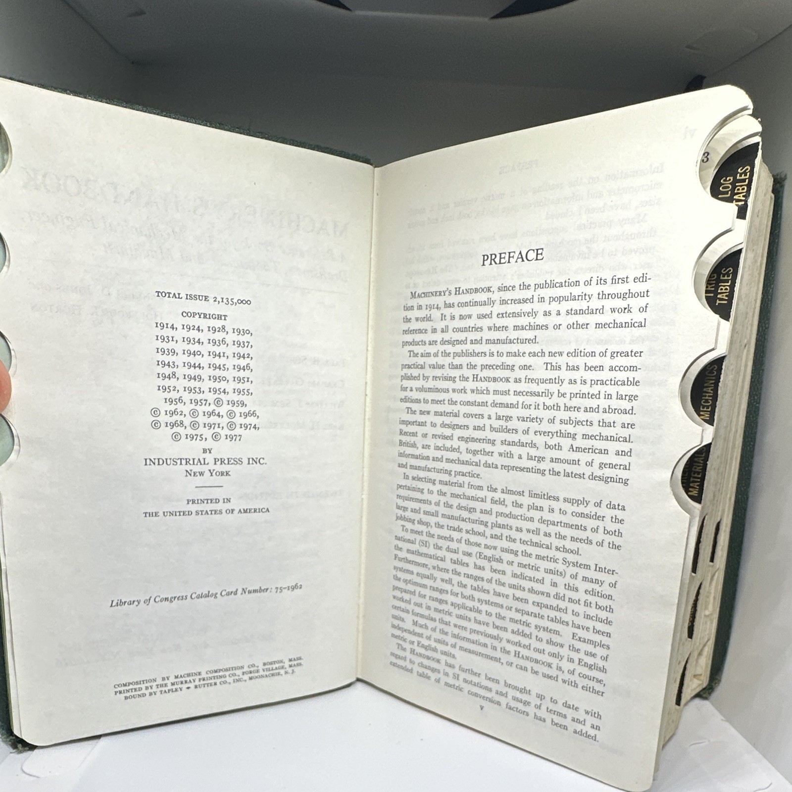 Industrial Press Machinery’s Handbook 20th Edition, Fourth Printing, 1978
