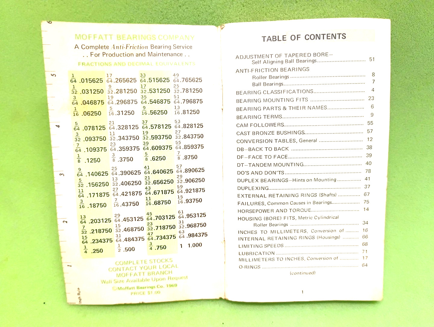 1969 Moffatt Bearings Handbook
