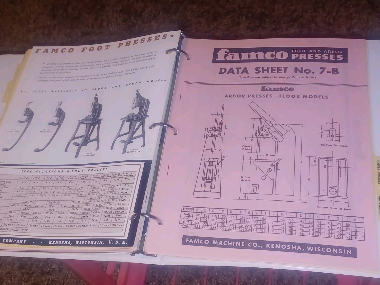 FAMCO MACHINE CO CATALOG CATALOG LOT MILLING MACHINE SQUARING SHEARS PRICE LISTS