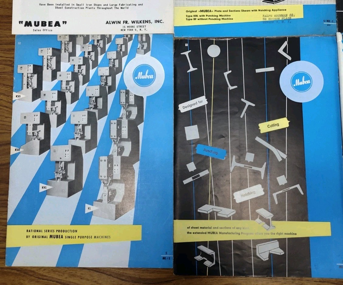Mubea Machine Co. Bending Punches Advertising Brochure Lot Industrial Metal Work