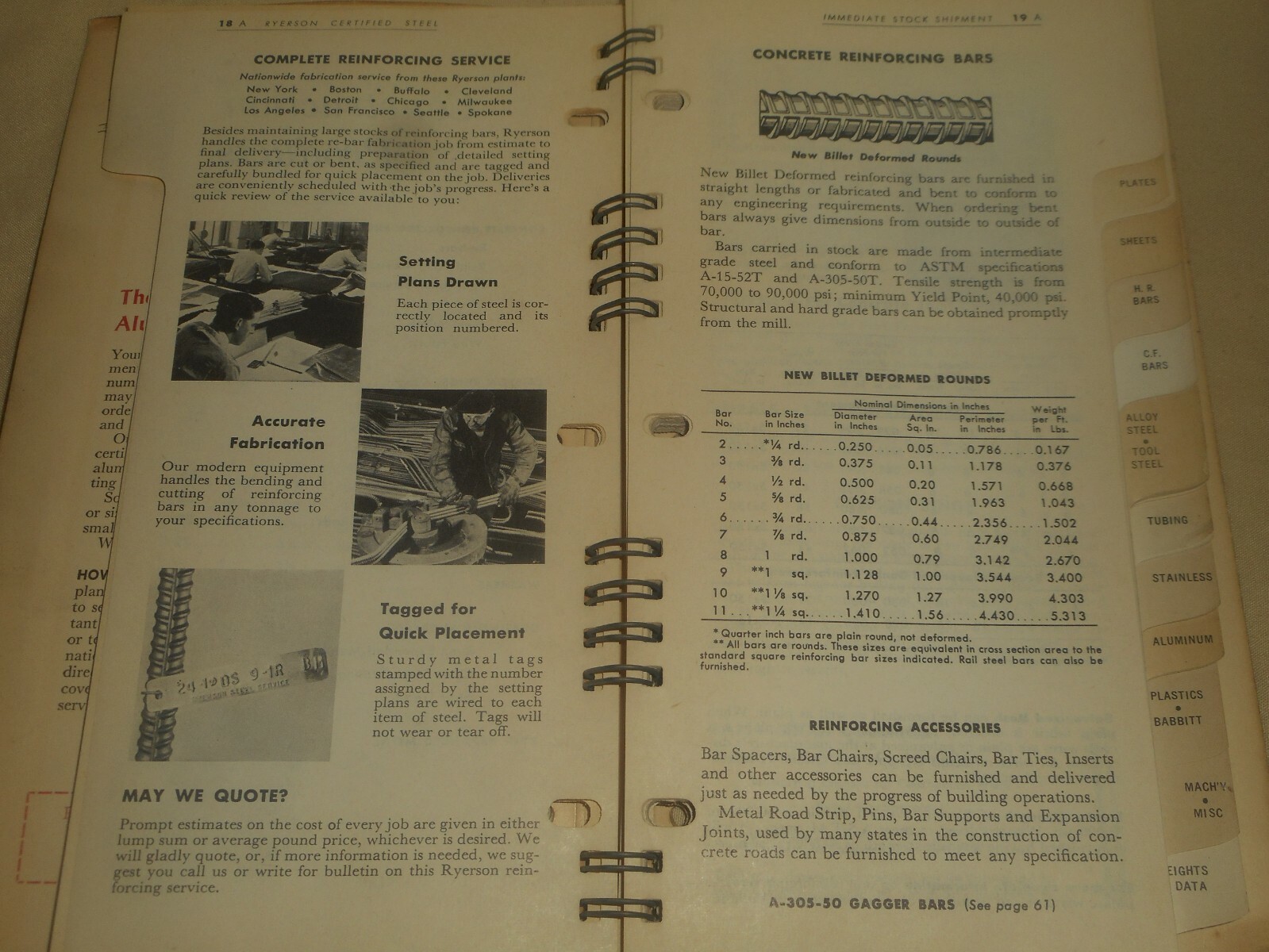 Ryerson Steel Catalog 1957-58 Aluminum Steel Stock Tool Presses Data Handbook