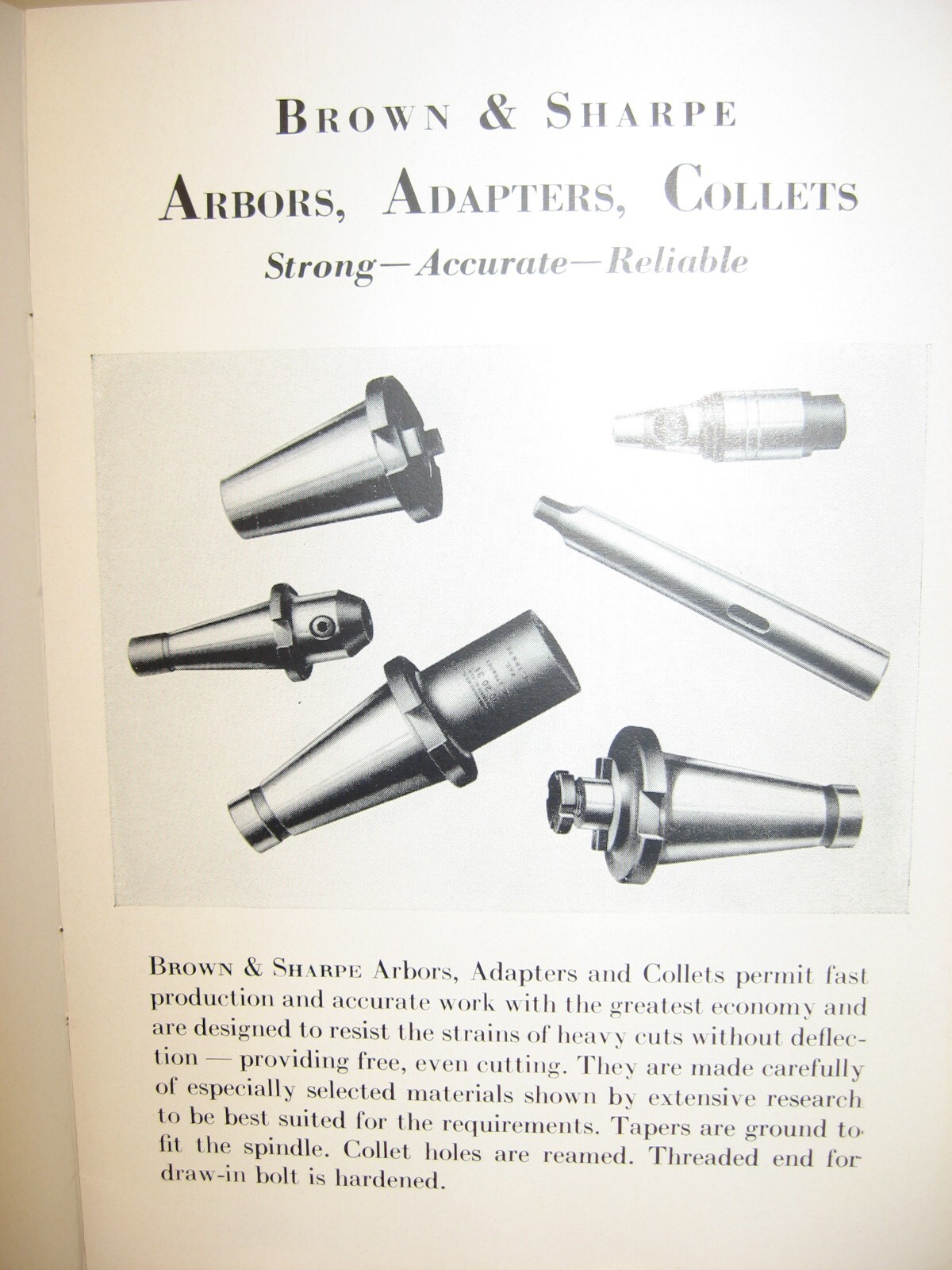 1950 Brown & Sharpe Arbors, Adapters and Collets Catalog