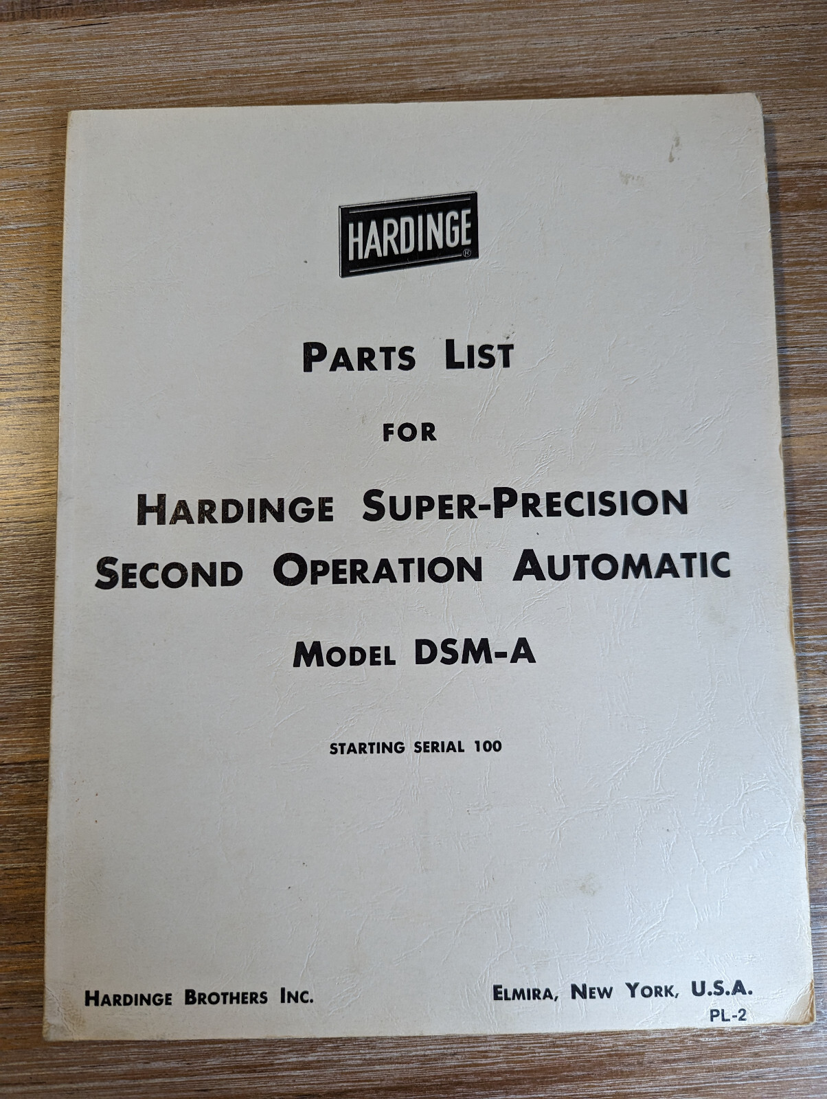 Hardinge Parts List for Super Precision Second Operation Automatic Lathe DSM-A