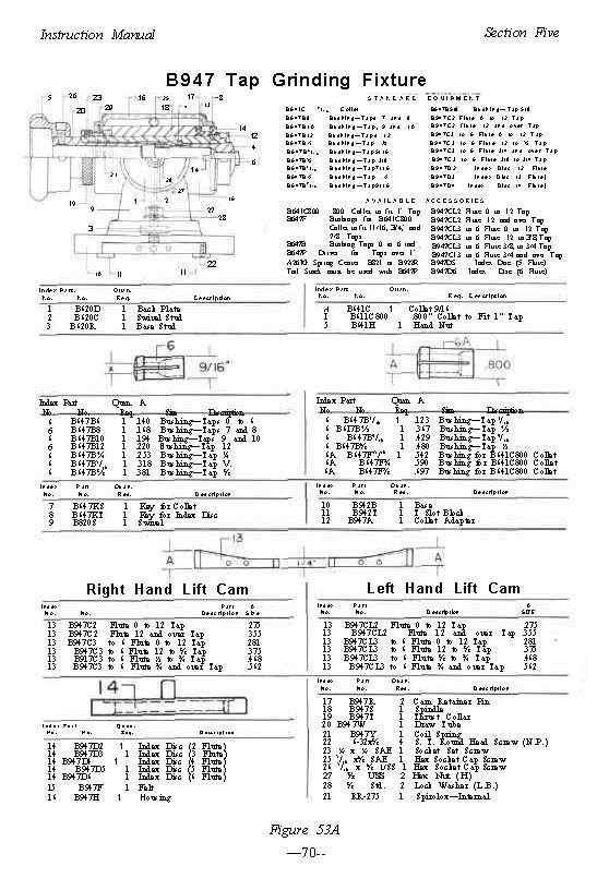 1979 Tool & Cutter Grinders Operator Instructions Manual Fits K. O. Lee 200 Seri