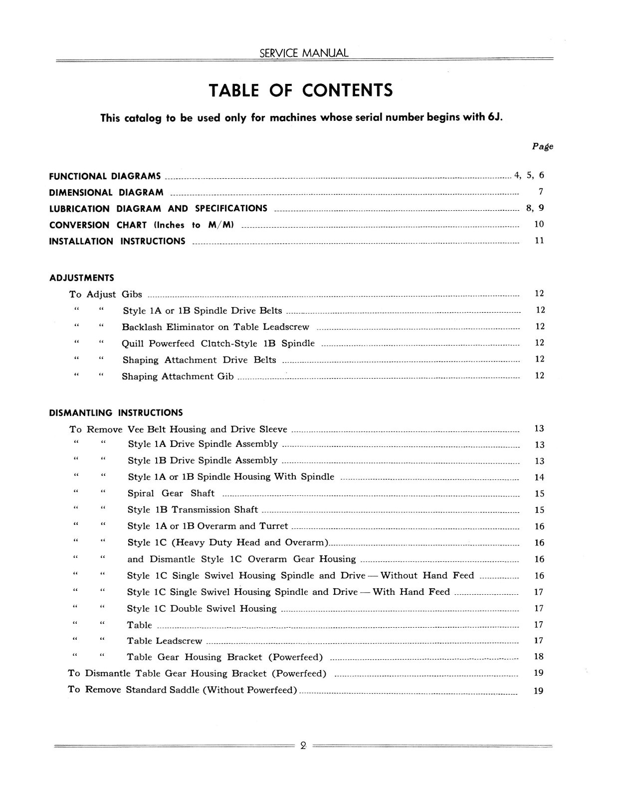 Cincinnati Milling Machine No. 1 Toolmaster Service Manual & Parts List *665