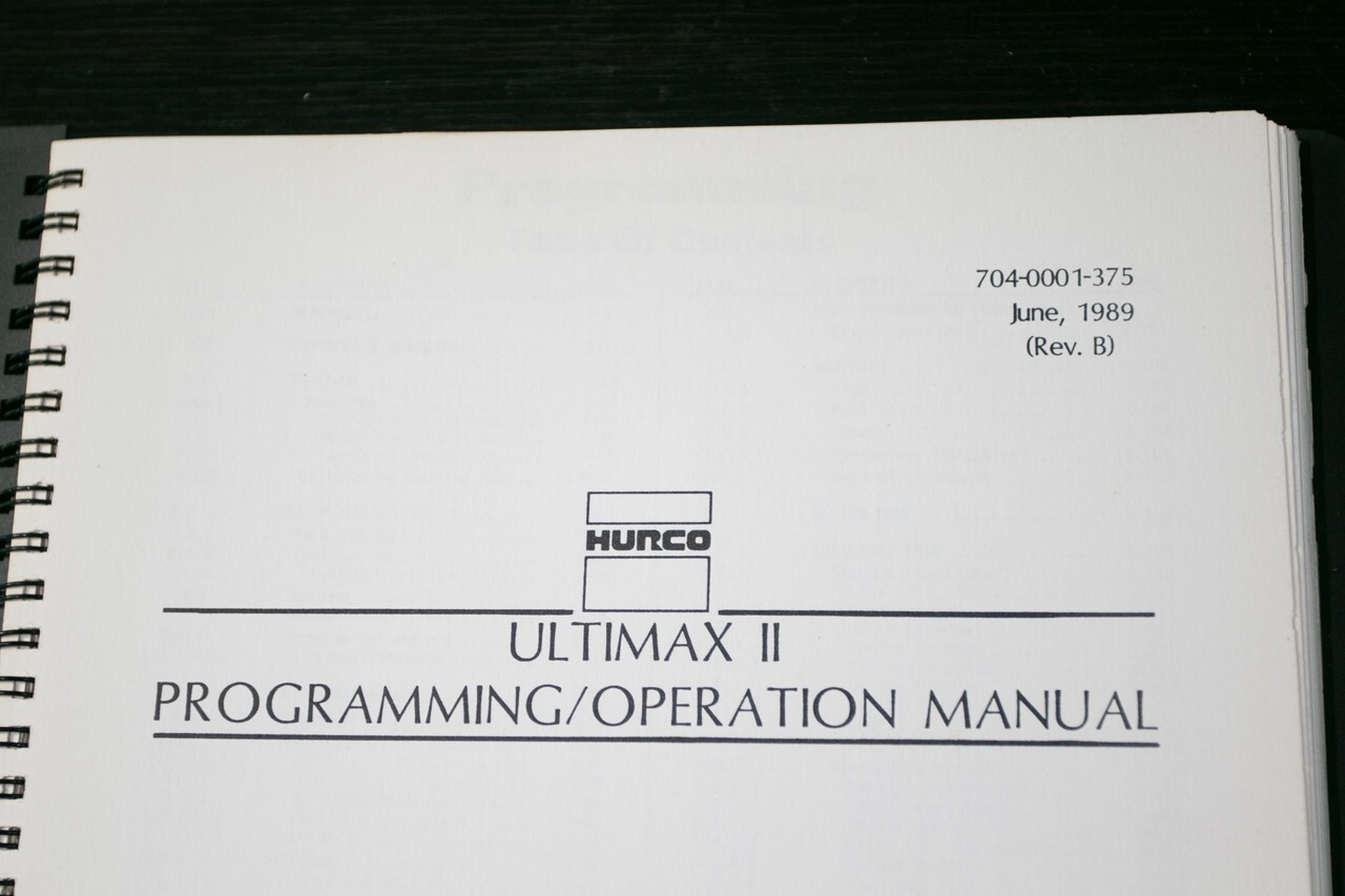 Hurco Ultimax II Programming Manual CNC Mill 1989
