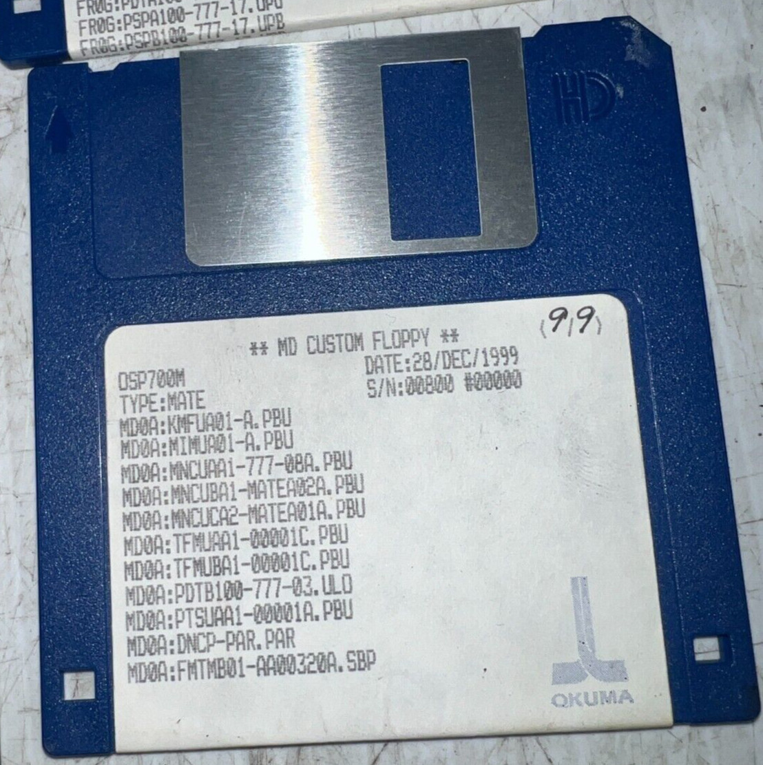 Okuma CADET MATE – SER #800 FLOPPY DISK SET – OSP700M / OSP7000 Series