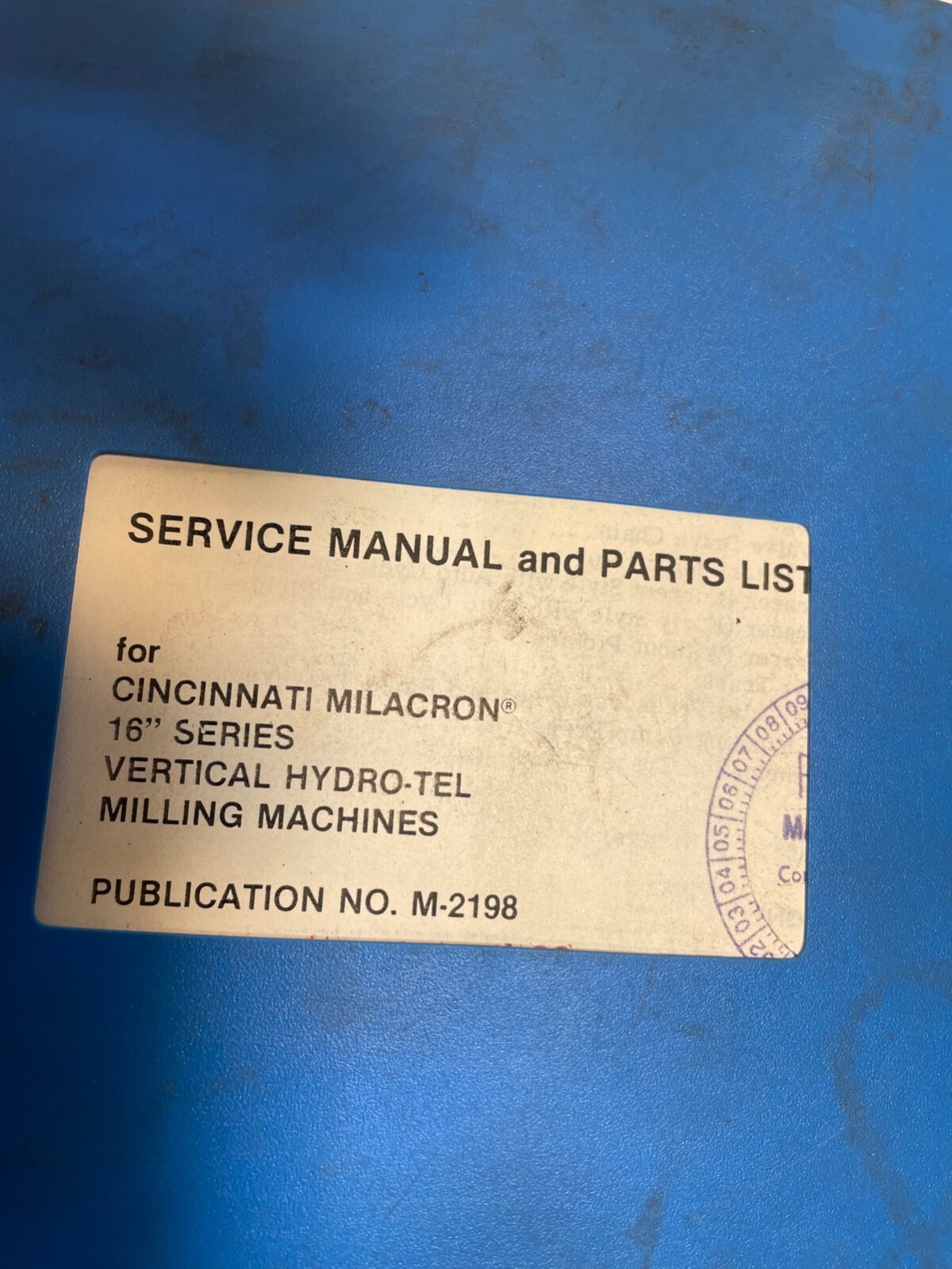 Cincinnati Milacron Vertical Hydro-Tel 18″ Service manual & Parts List