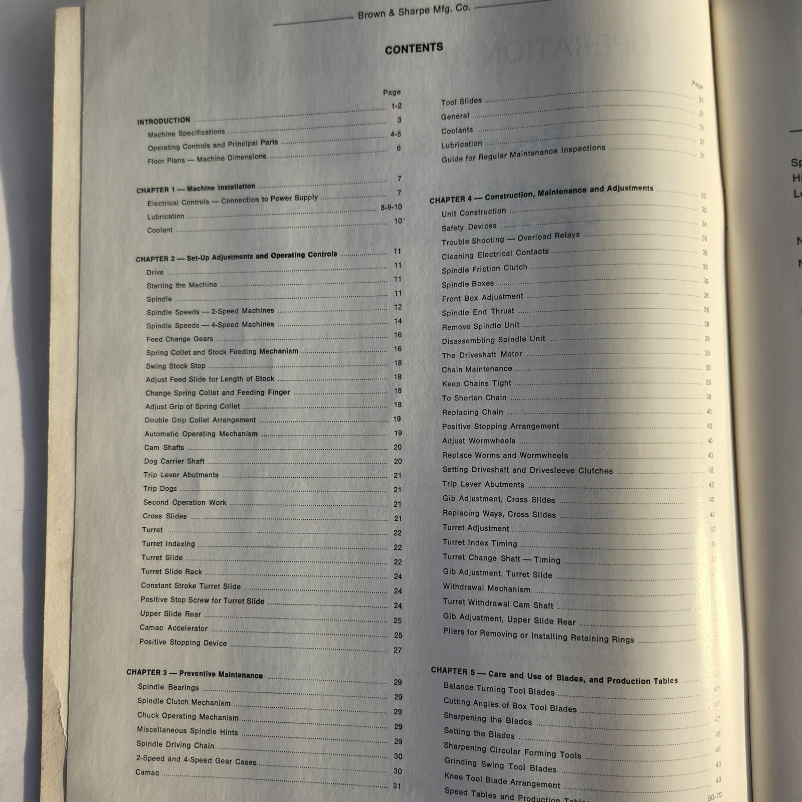 Brown & Sharpe 2 & 3 Ultramatic Screw Machine Operation & Maintenance Manual