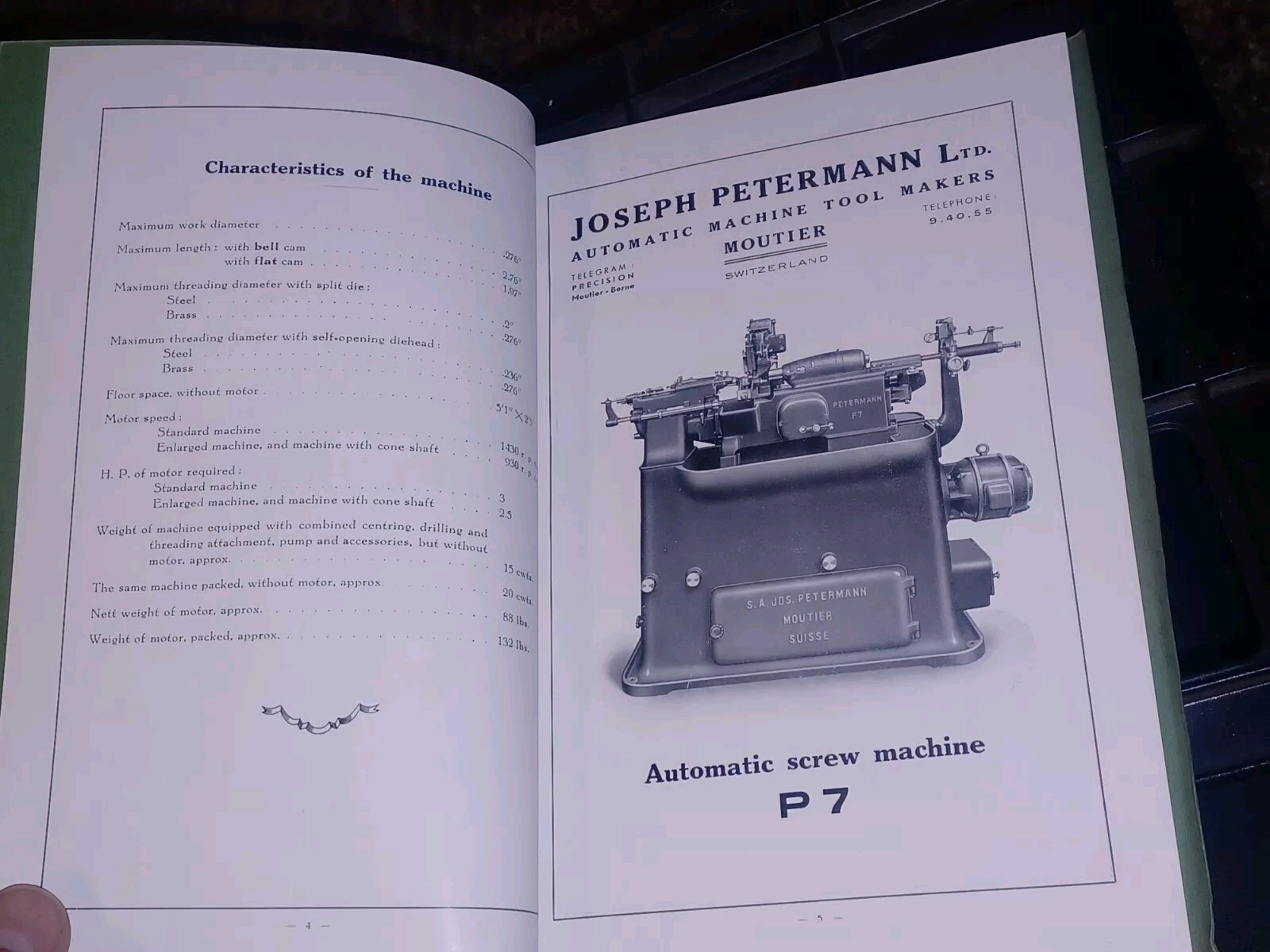 Joseph Petermann P7 Automatic Screw Machine Operator’s Handbook Manual Book OLD!