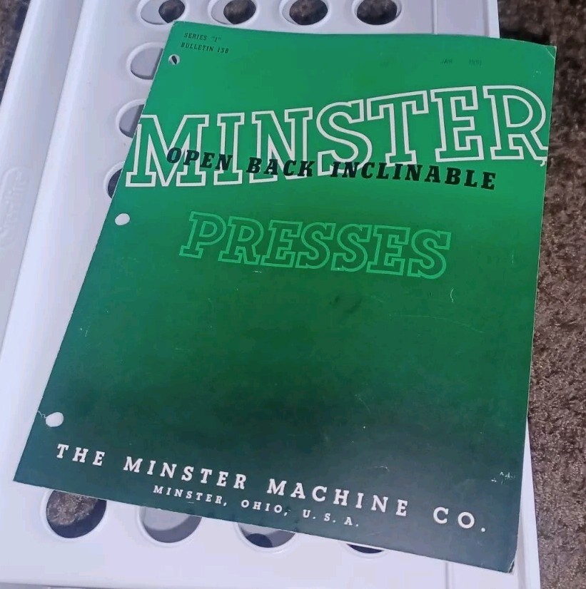 MINSTER MACHINE COMPANY Open Rack Inclinable Presses Tool Catalog Bulletin 138