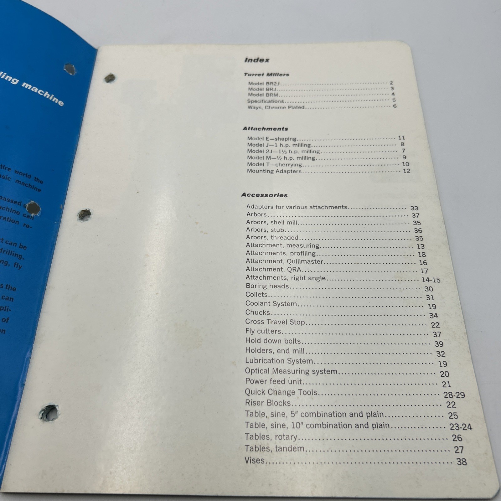 Bridgeport Series 1 Turret Millers Attachments Accessories Catalog C107