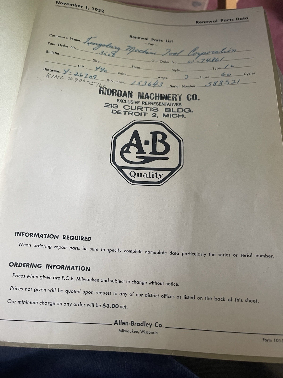 Allen Bradley Devlieg Machine Renewal Parts Manual,wiring diagrams