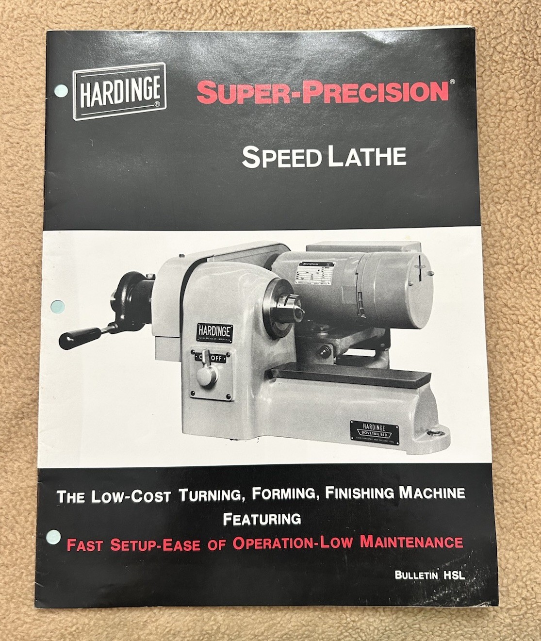 Hardinge Super Precision Speed Lathe Brochure Catalog w/ 1979 Sales Quote