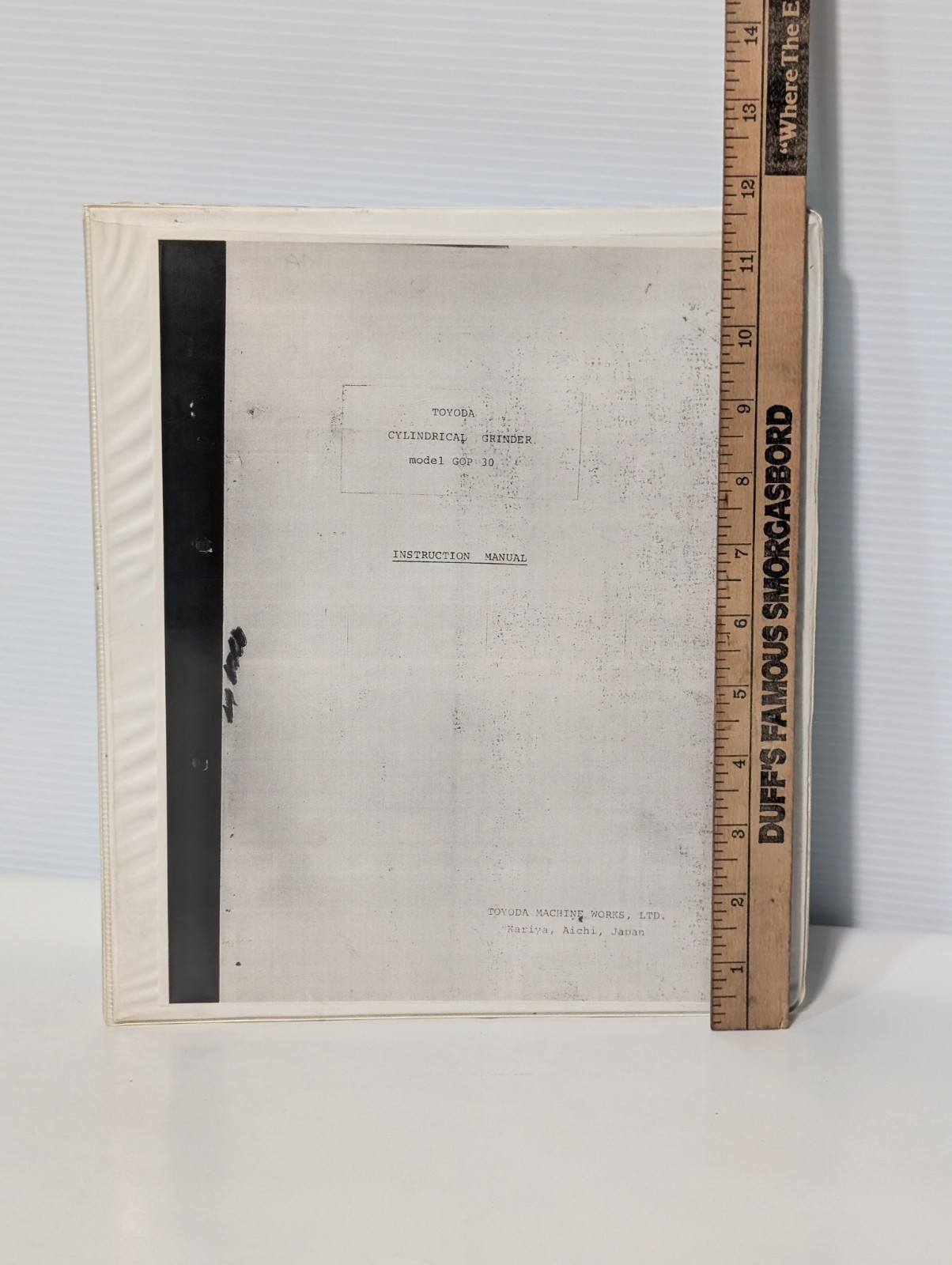 Toyoda Machine Works Cylindrical Grinder Model GOP-30 Instruction Manual