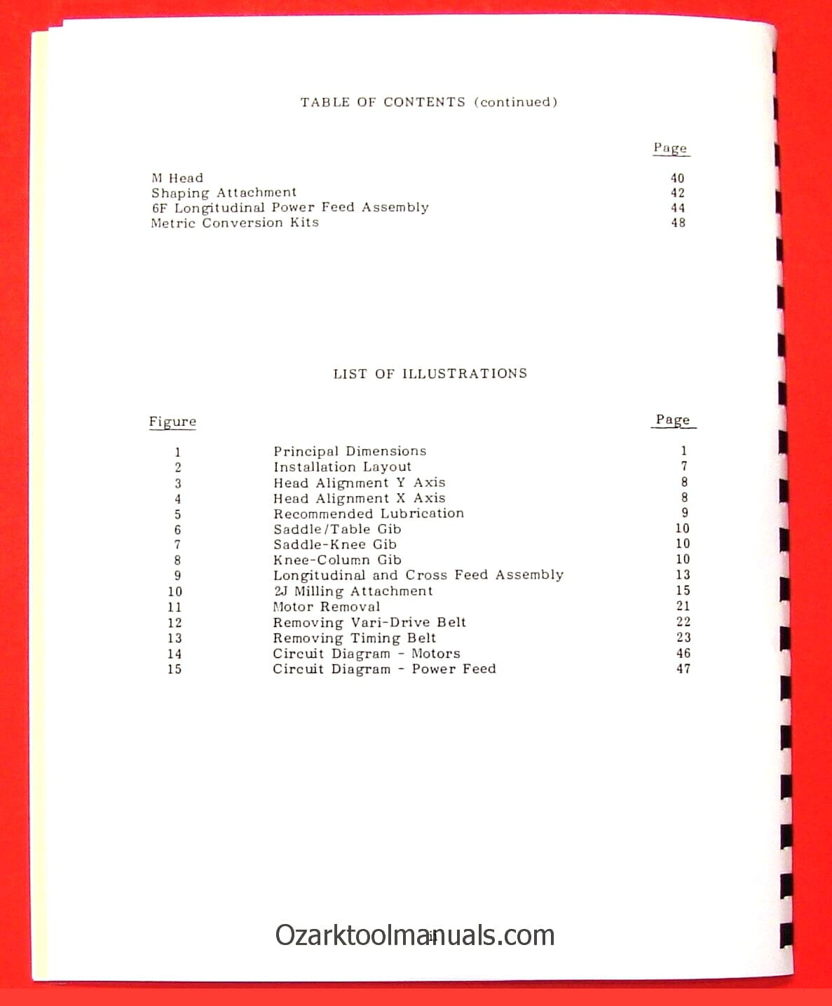 BRIDGEPORT Series I Milling Machine 2HP Variable SPD Operation Part Manual 0079