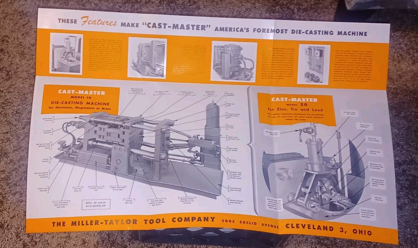 MILLER & TAYLOR TOOL CO Cleveland Ohio CUT-MASTER MODEL 10 DIE CASTING MACHINE