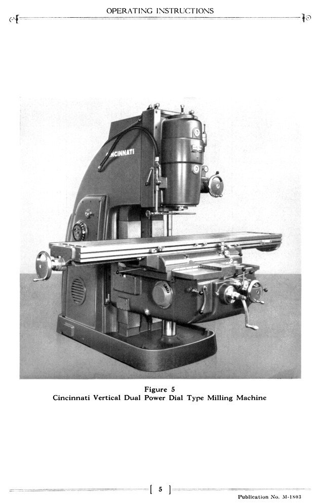 Cincinnati 3,4,5,6 High Power & Dual Power Milling Machine Operators Manual 1343