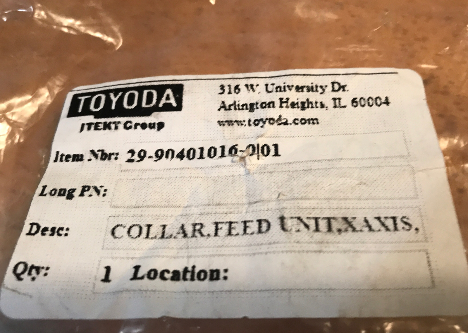 TOYODA Collar Feed Unit 29-90401016-0 Qty-1 (NEW) FREE Same Day Shipping