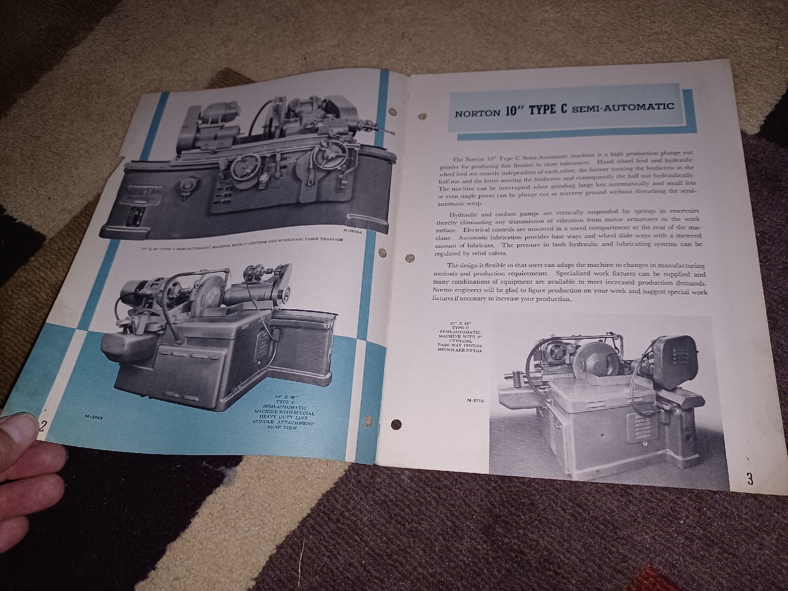 NORTON 10″ Type C Cylindrical Semi-automatic GRINDERS MACHINE SALES CATALOG BOOK