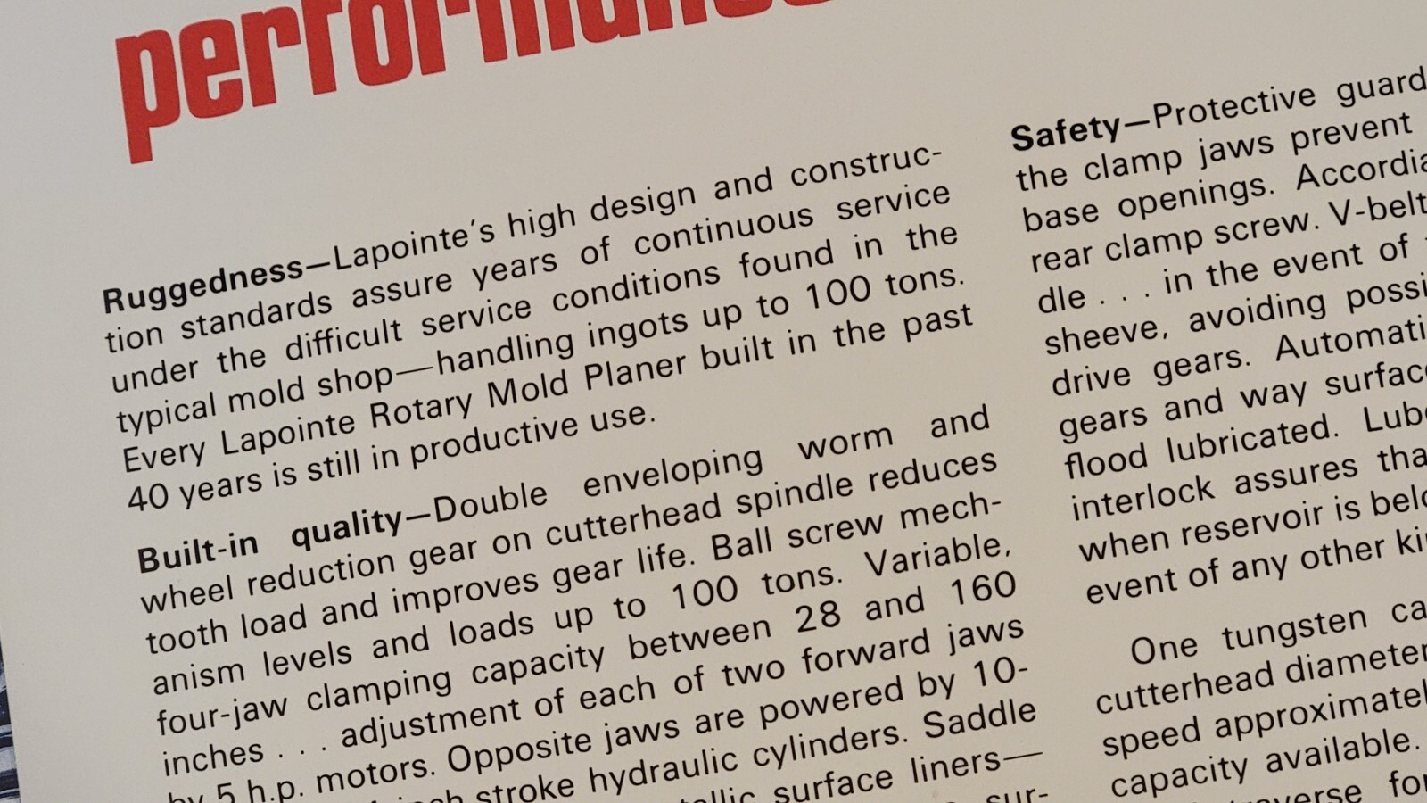LAPOINTE Mill Type Rotary Mold Planer Machine Sales Brochure