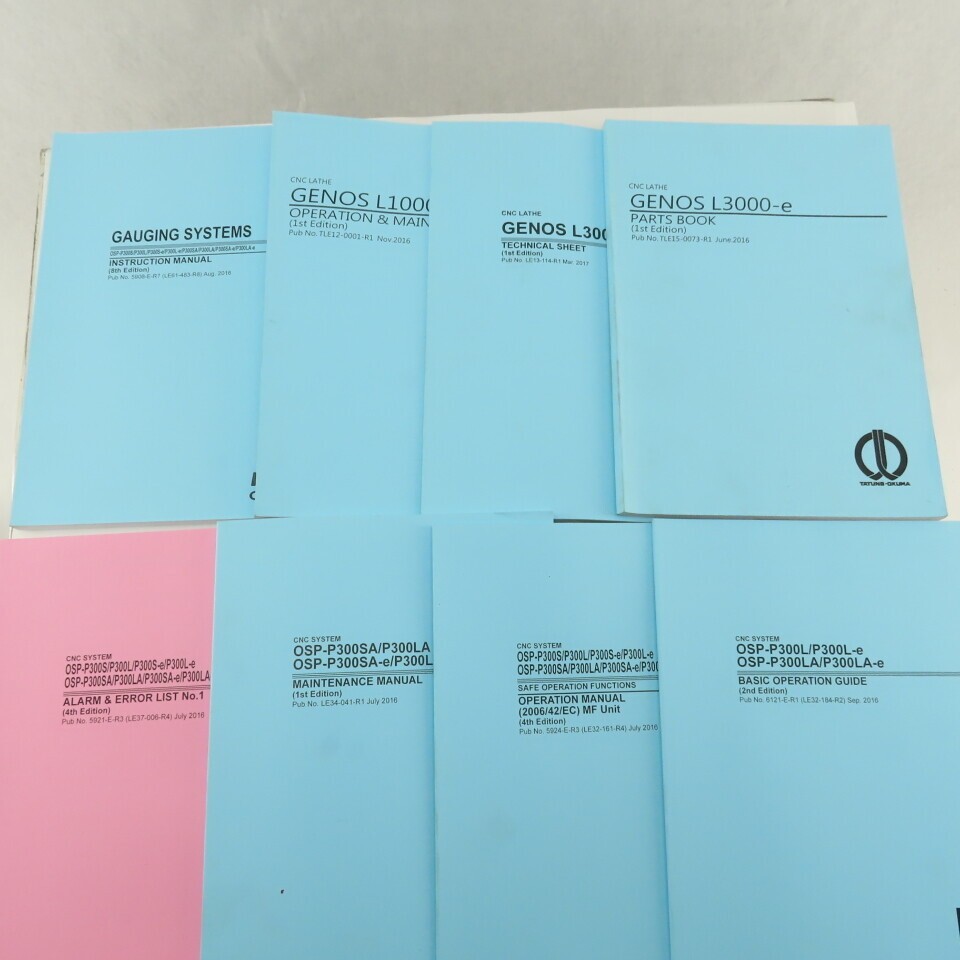 Okuma Genos L Series L3000-e Maintenance Operations Catalog Manual Bundle