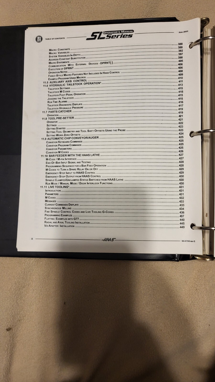 HAAS CNC LATHE SL 10 20 30 40 Series Programming Operations Owners Manual Book